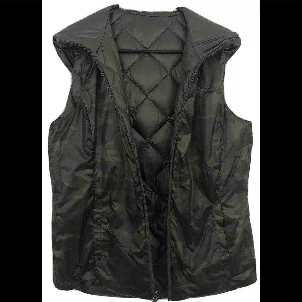 NWOT GERRY Green Camo Down Hoodie Packable Vest S